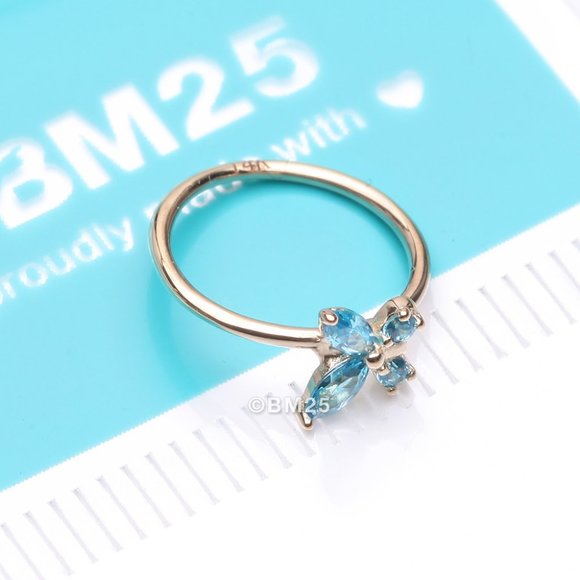 14 Karat Gold Brilliant Sparkle Dainty Butterfly Bendable Hoop Ring - Picture 1 of 5